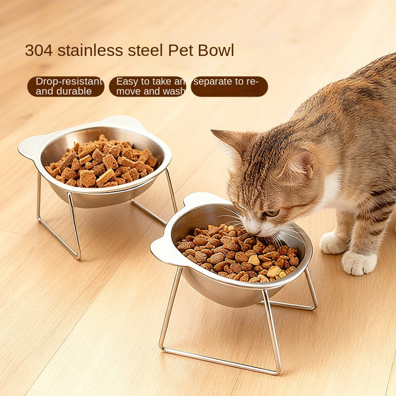 Comedero Elevado de Acero Inoxidable para Perros y Gatos
