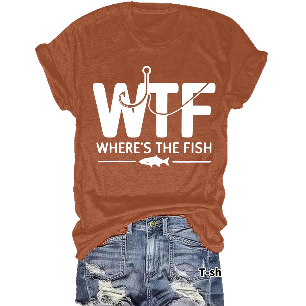 Camiseta de Manga Corta con Estampado de Pesca
