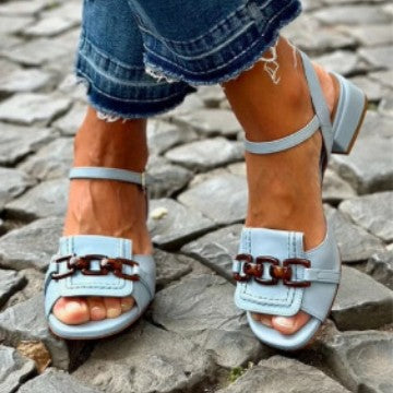 Sandalias Casual de Tacón Cuadrado con Hebilla, Verano