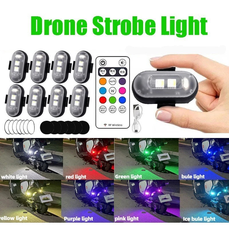 Luz de Aviso LED Multicolor con Mando a Distancia, para Coche, Moto y Dron
