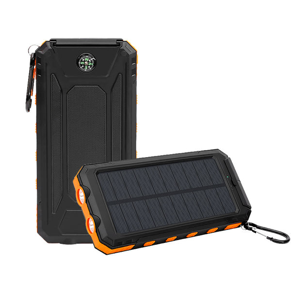Power Bank Solar 10000mAh, Ultra Fino, con Brújula y Linterna