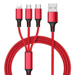 Cable de Datos Trenzado 3 en 1, Carga Múltiple para Móvil, Nailon Resistente