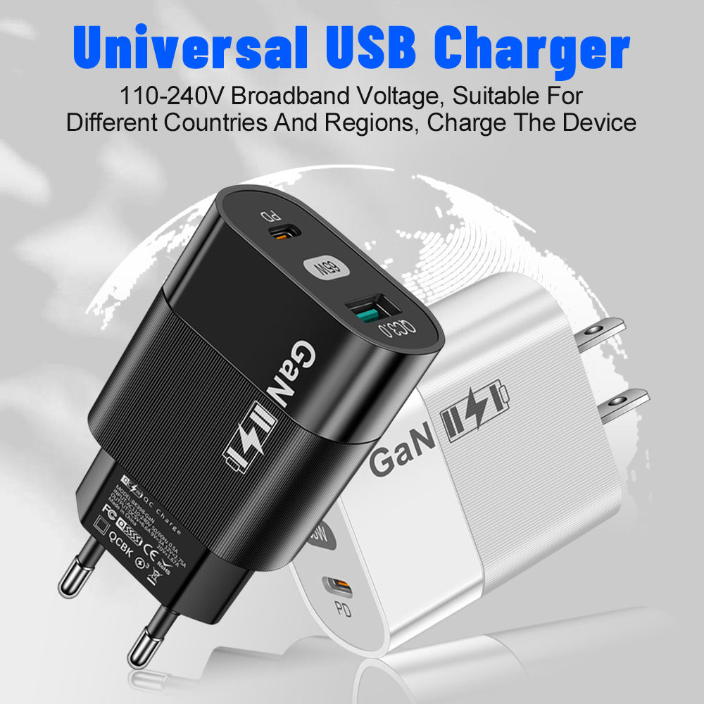Cargador GaN 65W, Carga Rápida USB-C