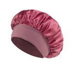 Gorro de Baño de Satén Ancho, Color Liso, para Dormir y Cuidado del Cabello