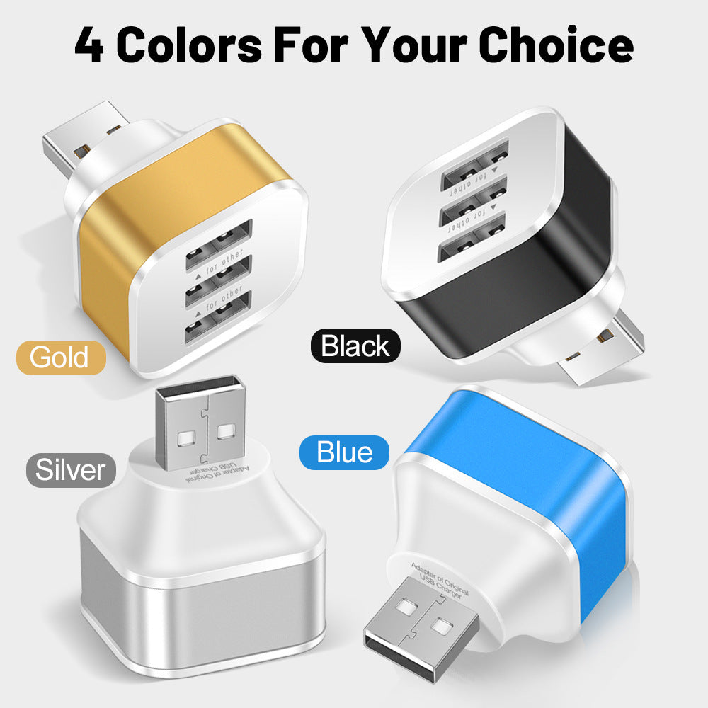 Adaptador USB Luminoso de 3 Puertos, Expansor de Carga