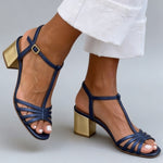 Sandalias de Fiesta con Tacón y Hebilla en T, Elegantes