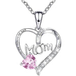 Collar Corazón Grabado con Strass, Regalo para Mamá