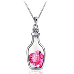 Collar con Colgante de Corazón de Cristal, Diseño Botella de los Deseos