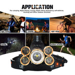 Linterna Frontal LED 5xT6, para Bici y Pesca Nocturna