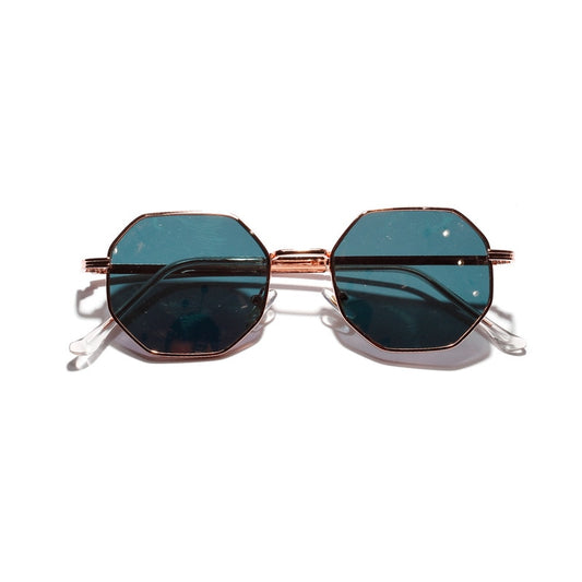 Gafas de Sol Cuadradas Retro, Montura Metálica Poligonal, Protección UV400