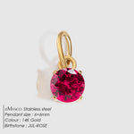 Colgante Redondo de Circonita con Piedra del Mes de Nacimiento, Acero Inoxidable