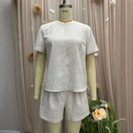 Conjunto de 2 Piezas: Top Manga Corta + Shorts, Holgado, para Mujer