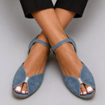 Sandalias de Ante para Mujer, Punta de Pico de Pez, Planas