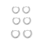 Pendientes de Aro de Acero Inoxidable, Set de 3 Pares