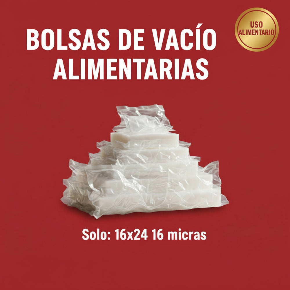 Bolsas de Vacío para Alimentos, Transparentes, para Envasadora al Vacío (Pack de 100)
