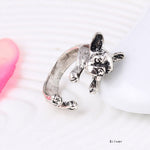 Anillo Abierto de Perro Abrazando, Regalo para Amantes de las Mascotas