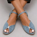 Sandalias de Ante para Mujer, Punta de Pico de Pez, Planas