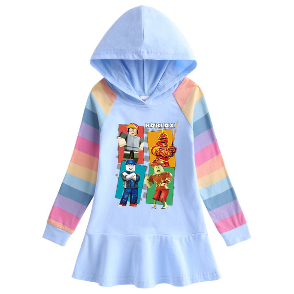 Vestido Infantil Arcoíris con Bajo de Volantes, Estampado de Dibujos Animados