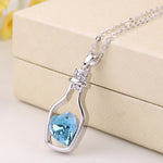 Collar con Colgante de Corazón de Cristal, Diseño Botella de los Deseos