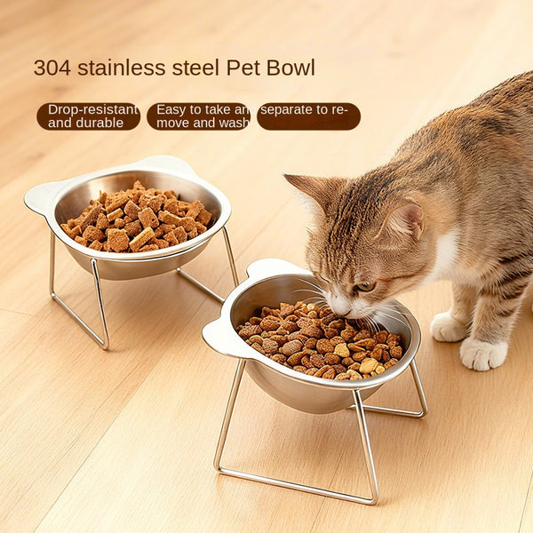Comedero Elevado de Acero Inoxidable para Perros y Gatos