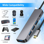 Hub USB-C 4 en 1, Expansión USB 3.0 con Carga PD 100W