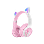 Auriculares Bluetooth AKZ-07 con Orejas de Gato Luminosas, Diadema, Graves Potentes