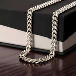 Collar de Acero Inoxidable con Cadena Cubana Pulida a Doble Cara