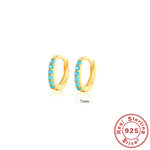 Pendientes de Aro S925 en Plata de Ley, con Turquesa y Circonitas, Baño de Oro 18K