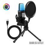Micrófono de Condensador SF-666R con Luz RGB, USB, con Soporte Antivibración