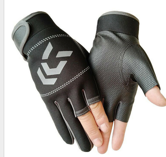 Guantes de Pesca Antideslizantes, 3 Dedos Recortados, para Hombre y Mujer