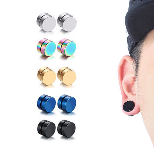 Pendientes Magnéticos de Disco para Hombre, Falso Piercing Estilo Punk