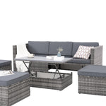 Set de Muebles de Exterior de Ratán Sintético, 5 Piezas, con Mesa de Centro