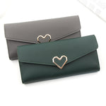 Cartera Larga con Forma de Corazón, Múltiples Tarjeteros, Piel Sintética