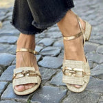 Sandalias Casual de Tacón Cuadrado con Hebilla, Verano