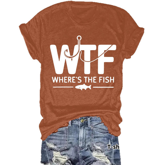 Camiseta de Manga Corta con Estampado de Pesca