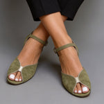 Sandalias de Ante para Mujer, Punta de Pico de Pez, Planas