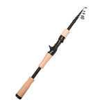 Caña de Pesca Telescópica de Carbono 1,5-2,4m, Giratoria, Mango de Madera