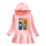 Vestido Infantil Tipo Sudadera con Capucha, Estampado de Dibujos Animados