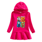 Vestido Infantil Tipo Sudadera con Capucha, Estampado de Dibujos Animados
