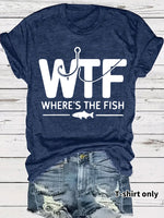 Camiseta de Manga Corta con Estampado de Pesca