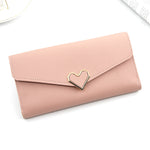 Cartera Larga con Forma de Corazón, Múltiples Tarjeteros, Piel Sintética