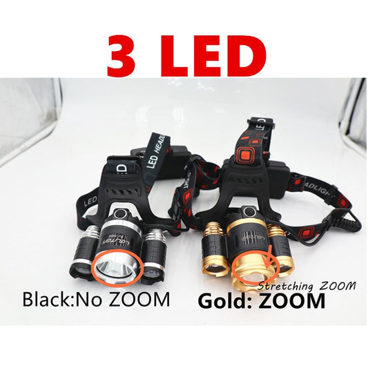 Linterna Frontal LED de Alta Potencia, para Camping y Pesca Nocturna