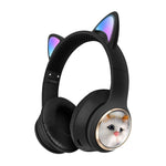 Auriculares Bluetooth AKZ-09 con Diseño de Gato, Diadema, Batería de Larga Duración, Plegables
