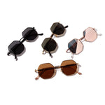 Gafas de Sol Cuadradas Retro, Montura Metálica Poligonal, Protección UV400