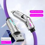 Cable de Carga LED 4 en 1, Carga Rápida PD 100W y 6A para Coche