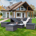 Set de Muebles de Exterior de Ratán Sintético, 5 Piezas, con Mesa de Centro