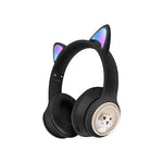 Auriculares Bluetooth AKZ-07 con Orejas de Gato Luminosas, Diadema, Graves Potentes