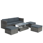 Set de Muebles de Exterior de Ratán Sintético, 5 Piezas, con Mesa de Centro
