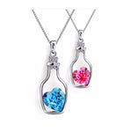 Collar con Colgante de Corazón de Cristal, Diseño Botella de los Deseos