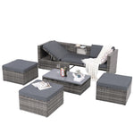 Set de Muebles de Exterior de Ratán Sintético, 5 Piezas, con Mesa de Centro